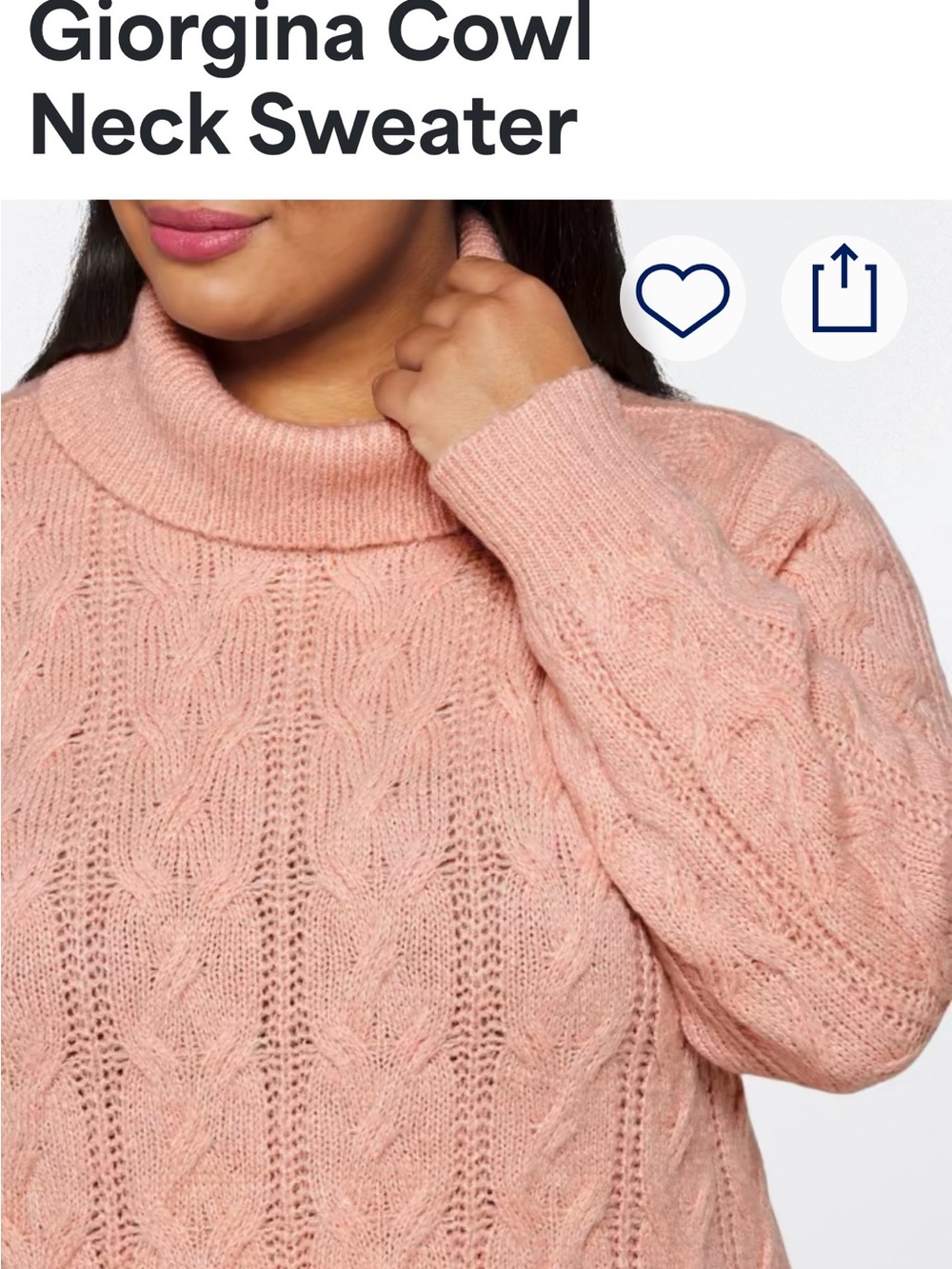Giorgina Blush Cowl Neck Cable Sweater